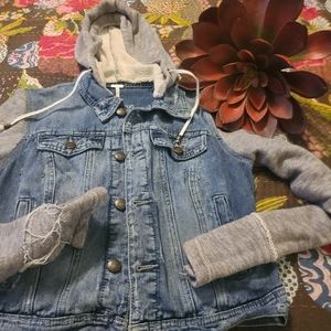 Free People knit hooded and arms jean jacket